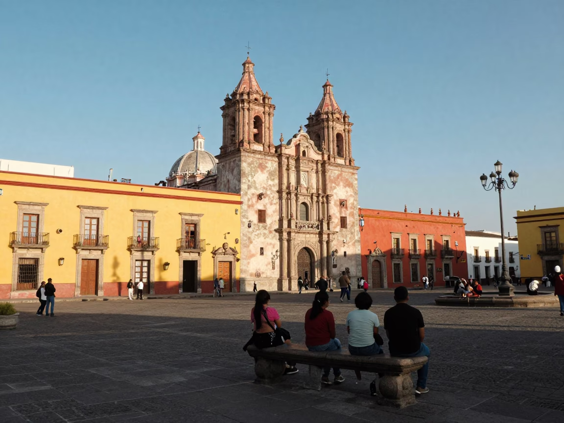 Street Life in Oaxaca at The Early Afternoon Light in in Oaxaca, Mexico