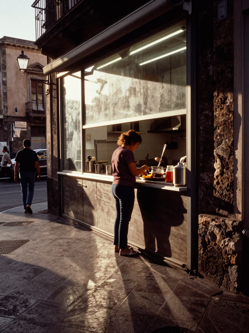 Street Life in Palermo at The Late Afternoon Light in in Palermo, Italy