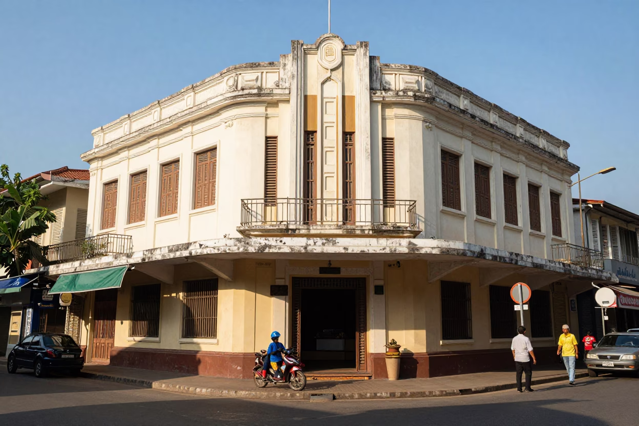 Street Life in Phnom Penh at Bright Midmorning Light in in Phnom Penh, Cambodia