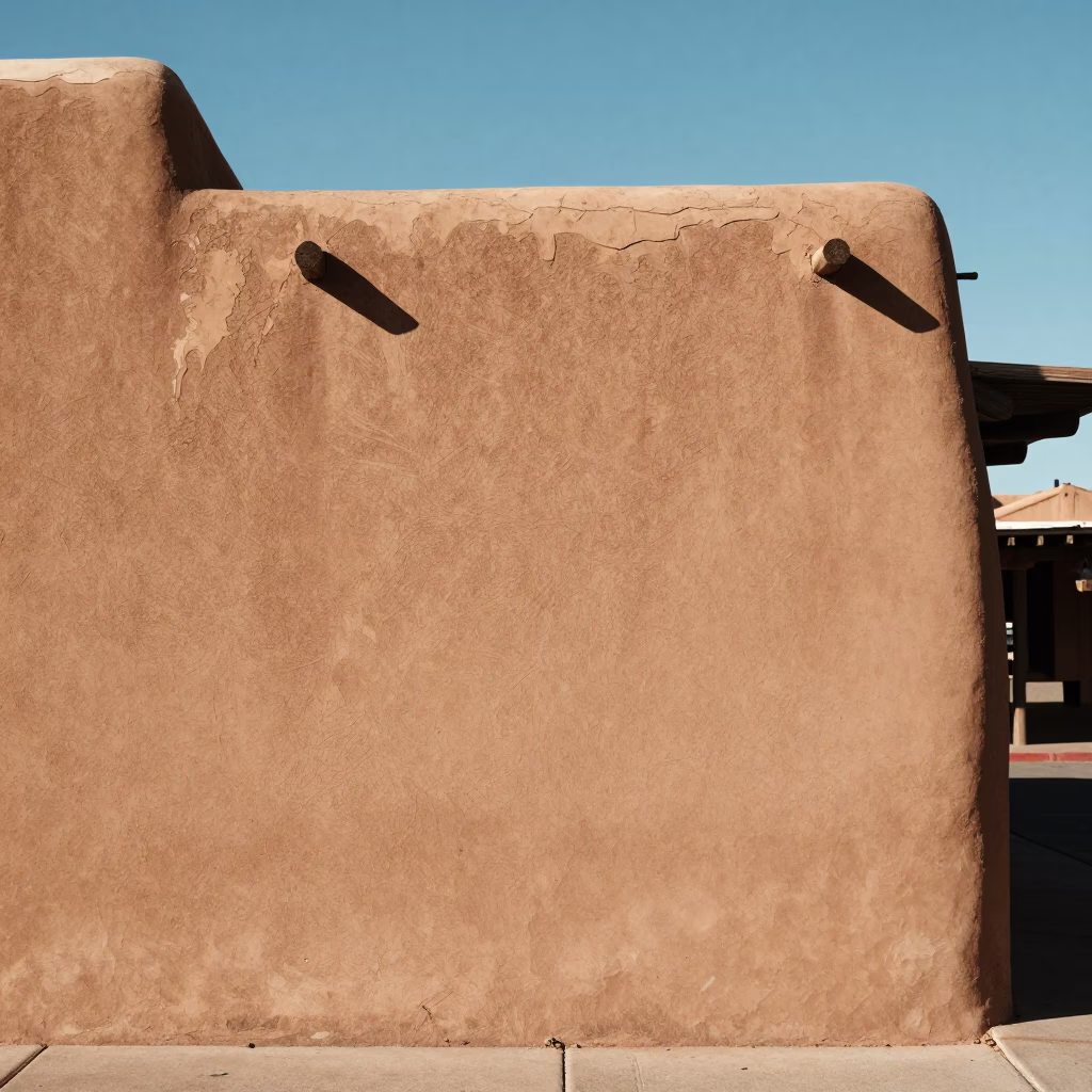 Street Life in Santa Fe at The Flat Glare Of Noon Light in in Santa Fe, New Mexico, United States