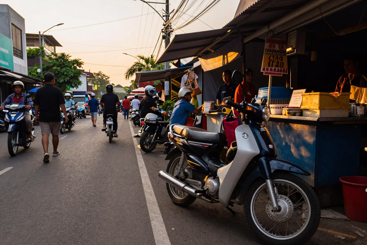 Street Life in Surabaya at Golden Hour in in Surabaya, Indonesia