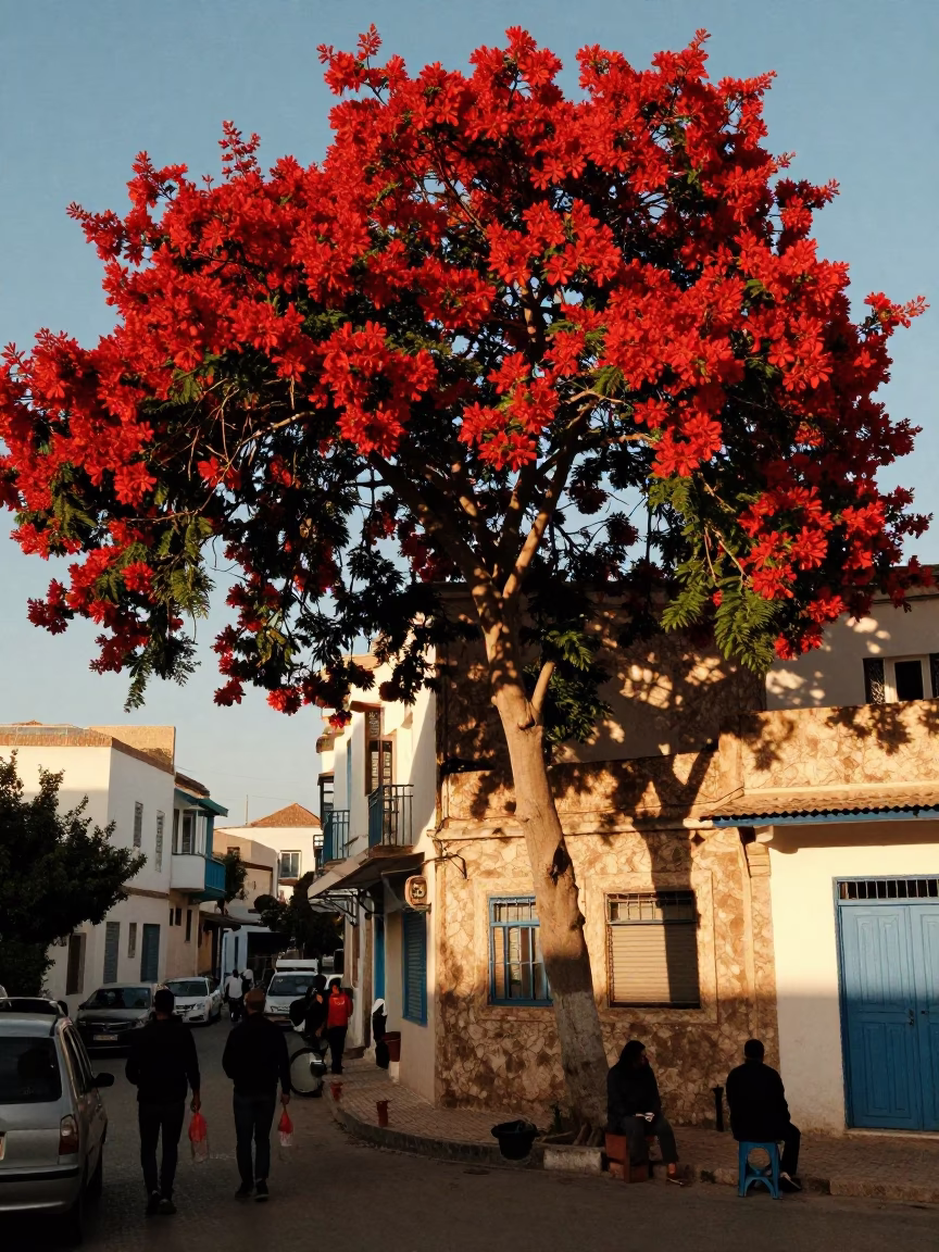 Street Life in Tunis at Clear Late-afternoon Light in in Tunis, Tunisia