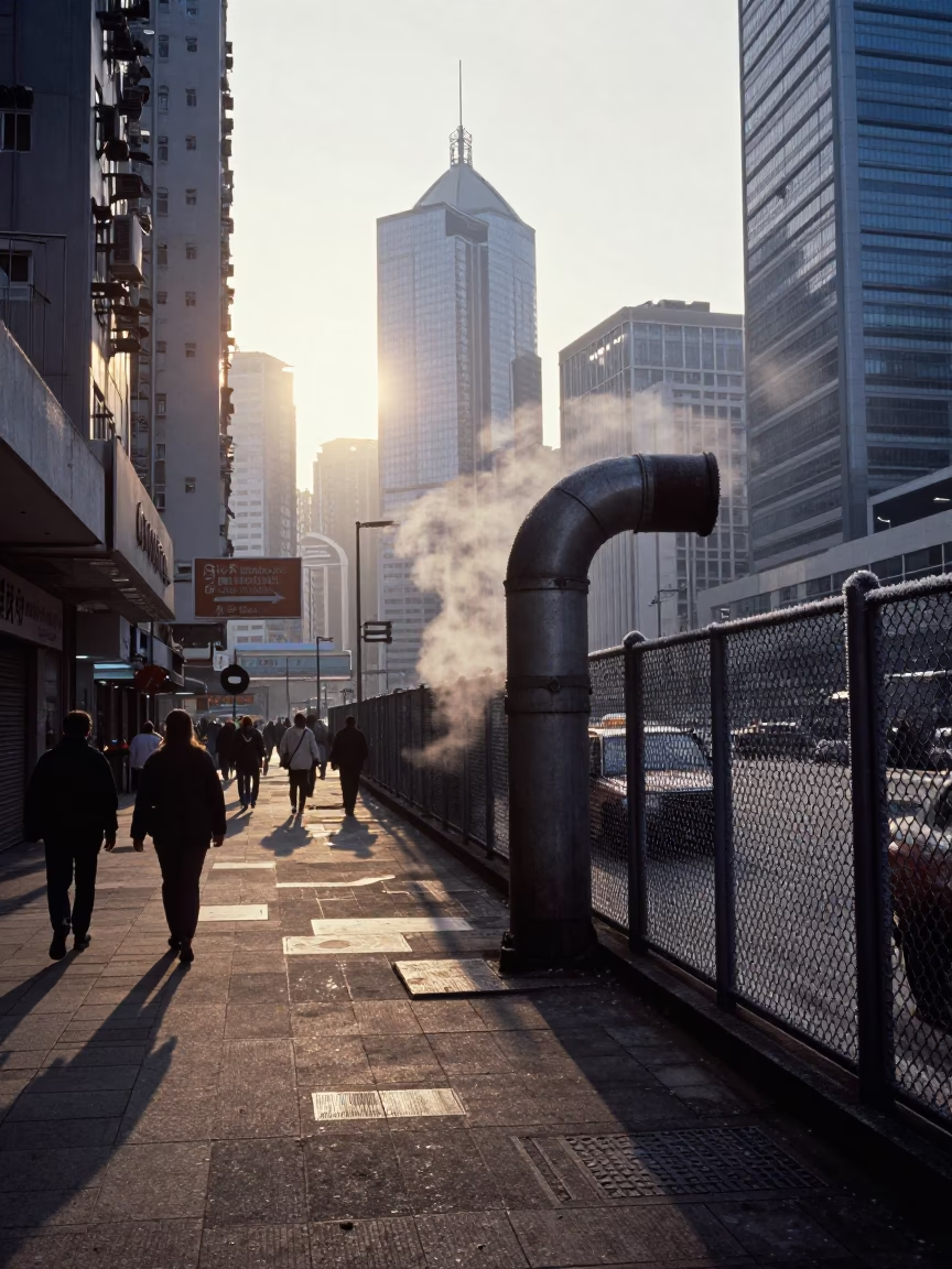 Street Life just after sunrise in Hong Kong in in Hong Kong, Hong Kong