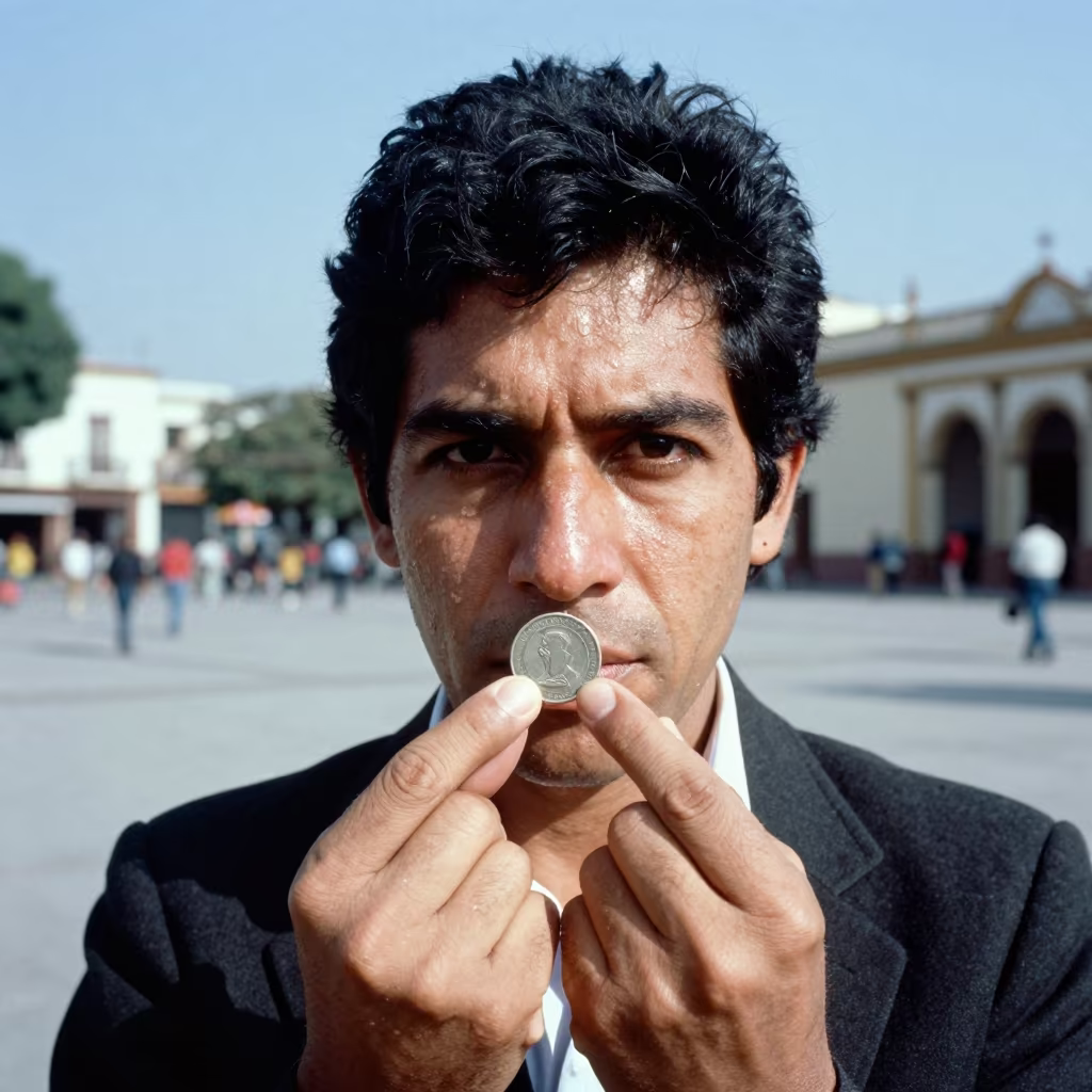 Street Magician Coin Gaze Santa Cruz Noon in in Santa Cruz de la Sierra