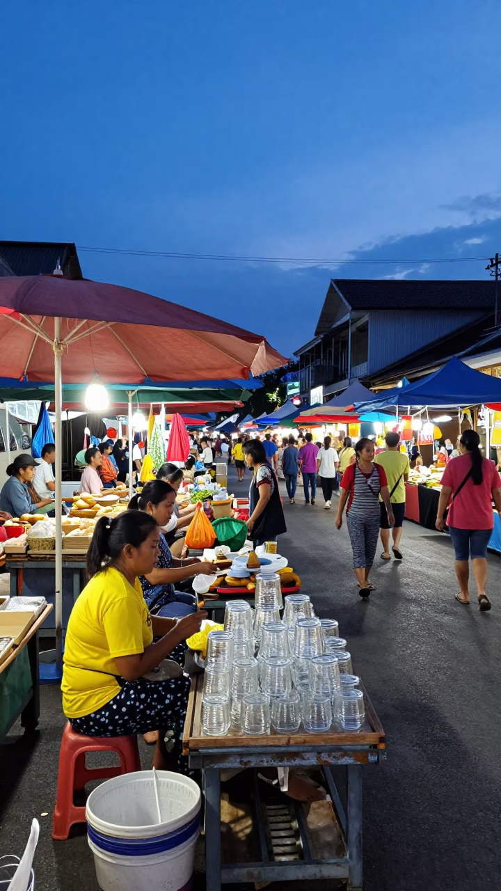 Street Market at Nautical Dawn Light in Phuket in in Phuket, Thailand