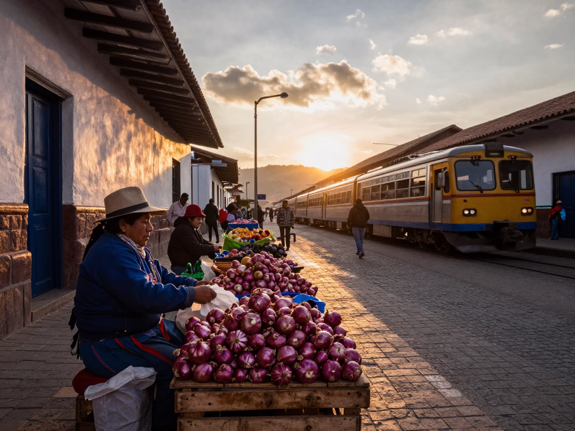 Street Market at Sunset Light in Cusco in in Cusco, Peru
