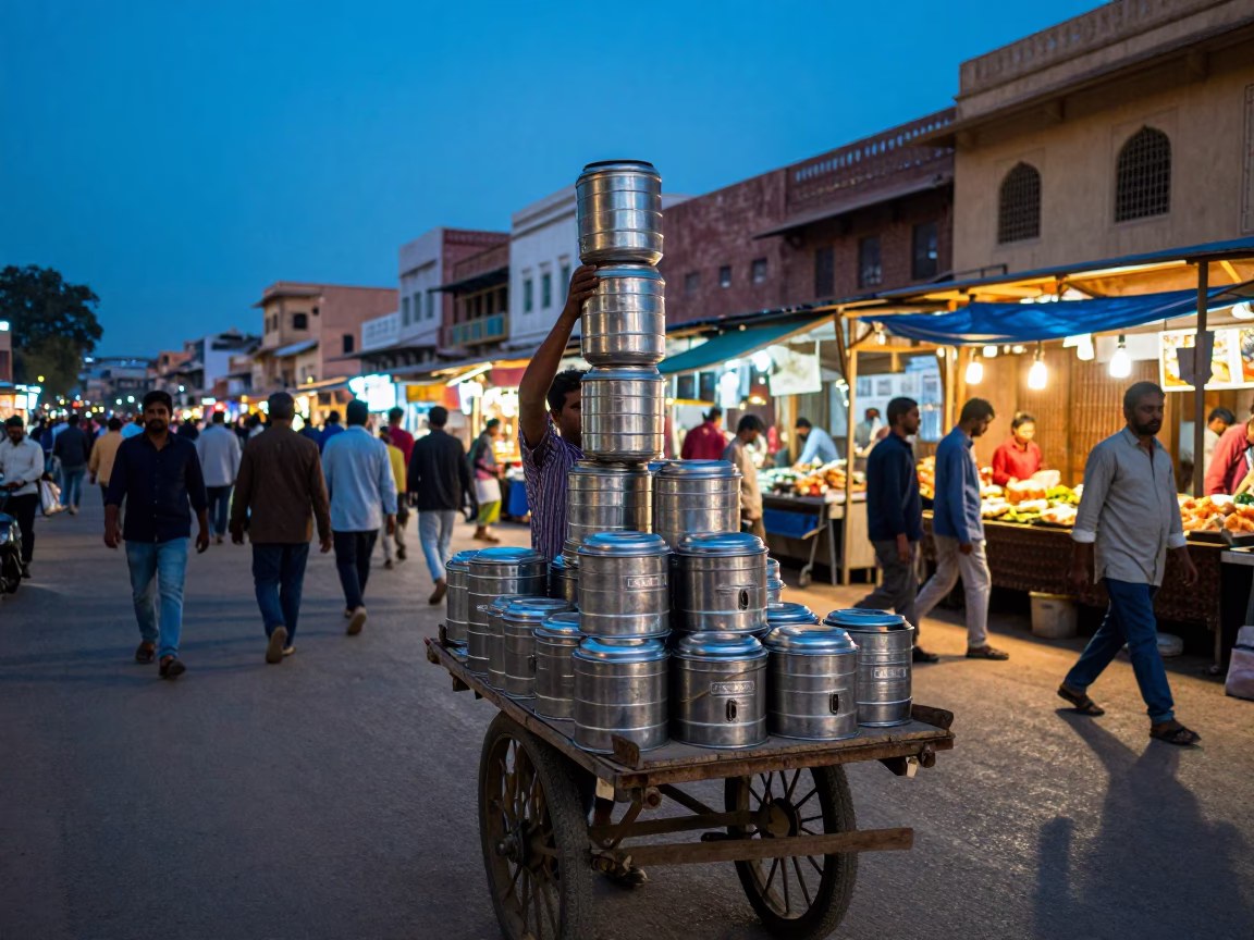 Street Market in Jaipur at The Last Blue Light Of Evening in in Jaipur, India