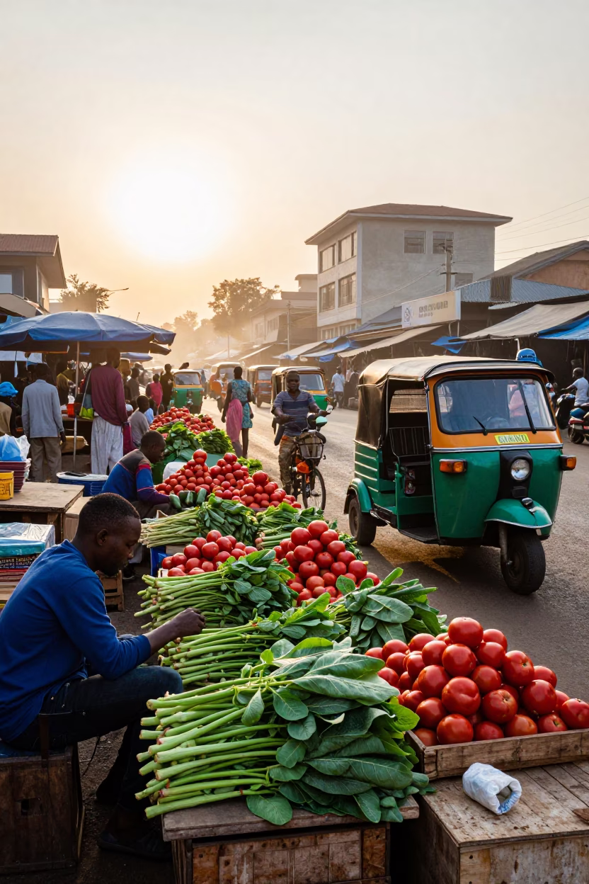 Street Market in Nairobi at Nautical Dawn Light in in Nairobi, Kenya