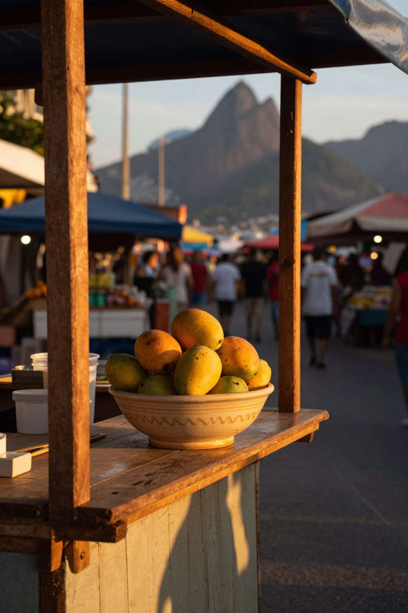 Street Market in Rio De Janeiro at Honeyed Evening Light in in Rio de Janeiro, Brazil