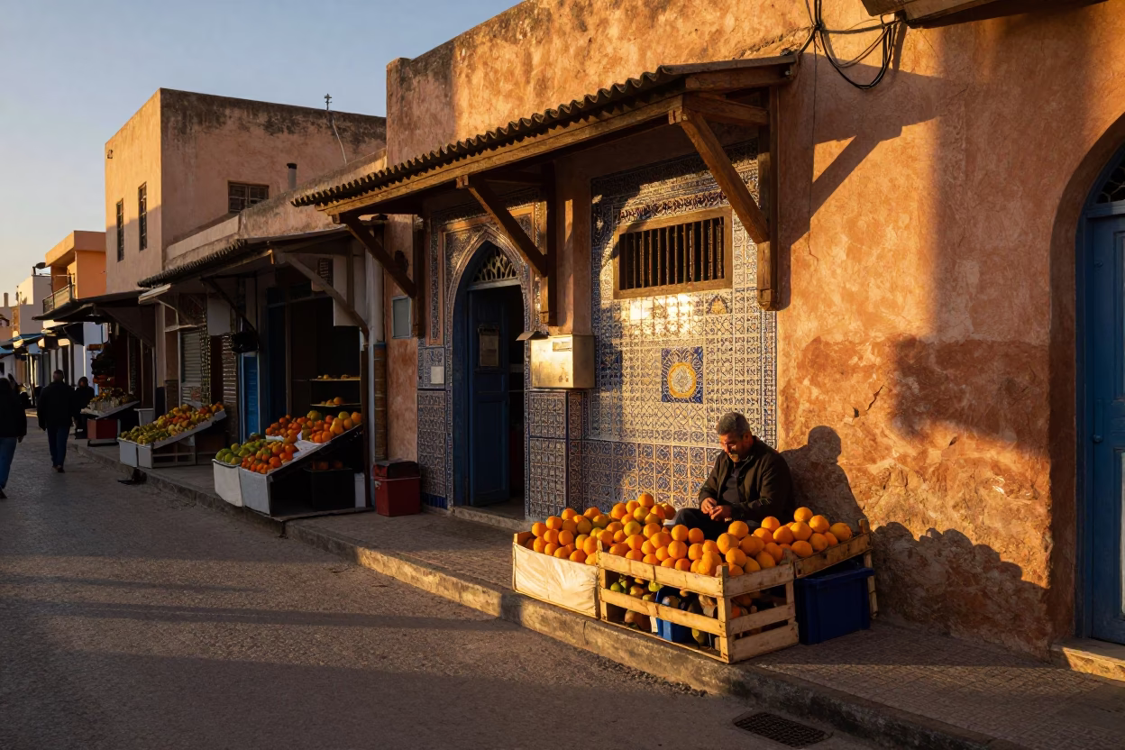 Street Market in Tunis at Golden Hour in in Tunis, Tunisia