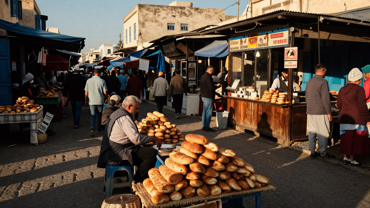 Street Market in Tunis at The Late Afternoon Light in in Tunis, Tunisia