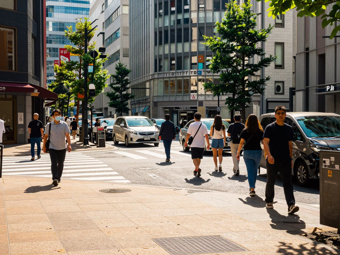 Street Midday in Tokyo at Midday Light in in Tokyo, Japan