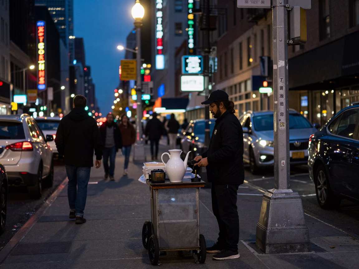 Street Moment after dark in New York in in New York, New York, United States