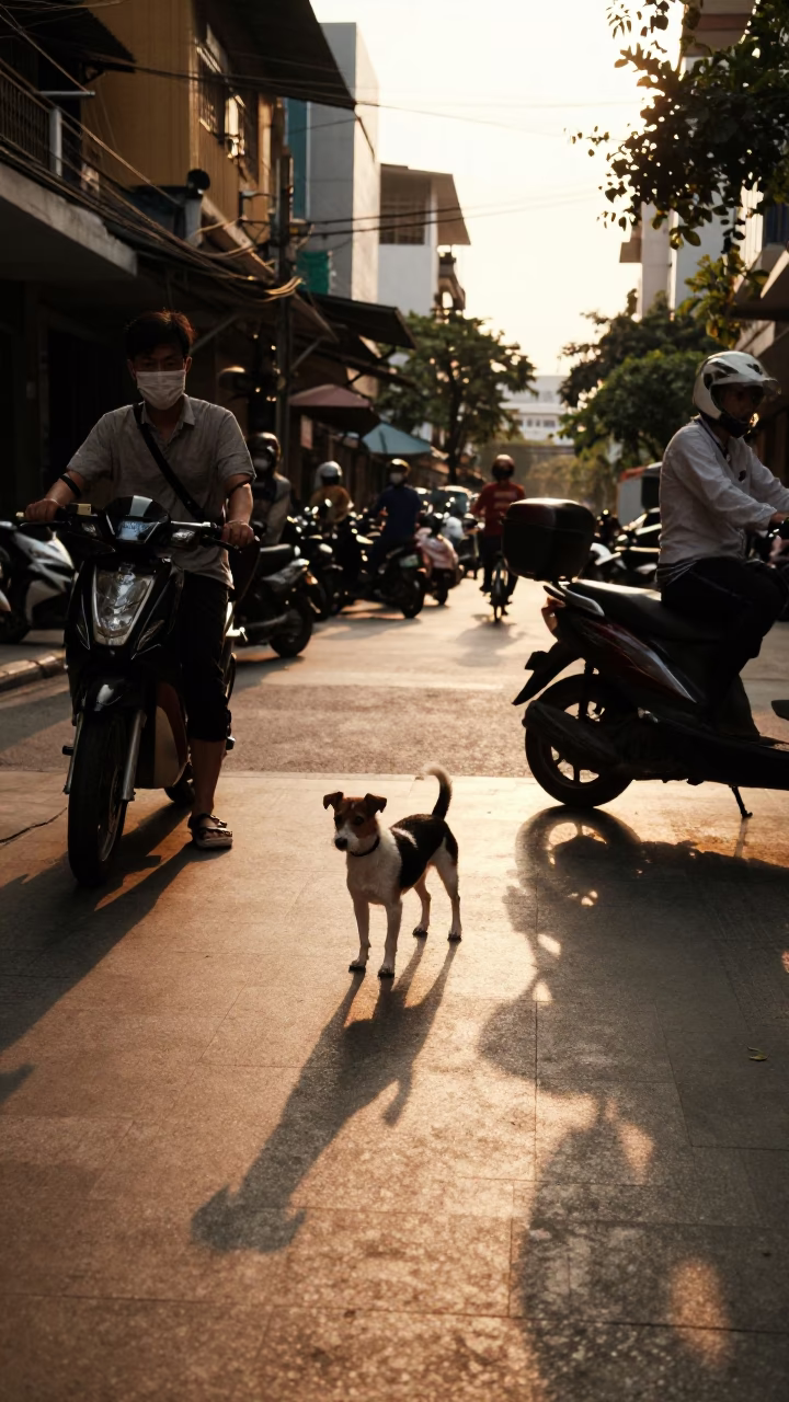 Street Moment at The Late Afternoon Light in Ho Chi Minh City in in Ho Chi Minh City, Vietnam
