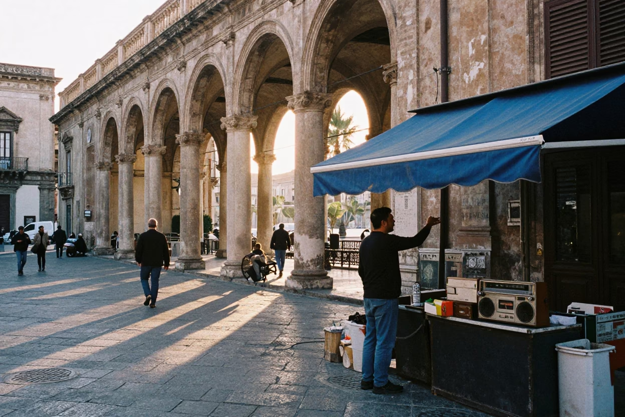 Street Morning in Palermo at The Early Morning Light in in Palermo, Italy
