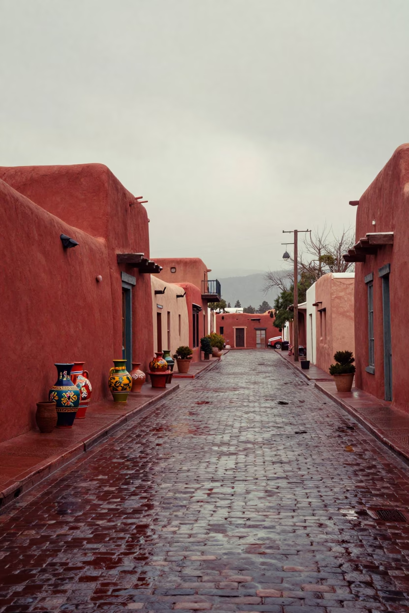 Street Morning in Santa Fe at First Light in in Santa Fe, New Mexico, United States