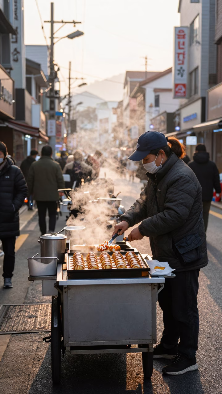 Street Morning in Seoul at The Early Morning Light in in Seoul, South Korea