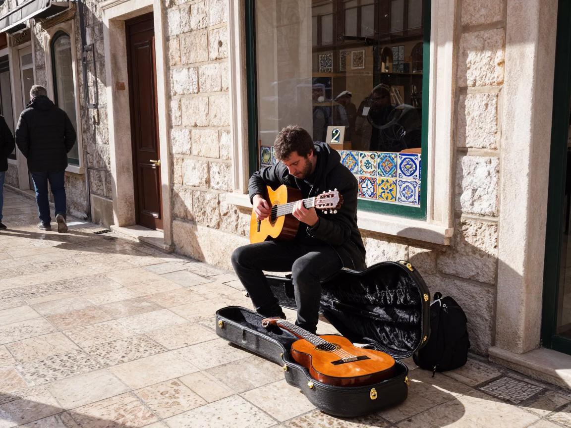 Street Musician in Dubrovnik in in Dubrovnik, Croatia