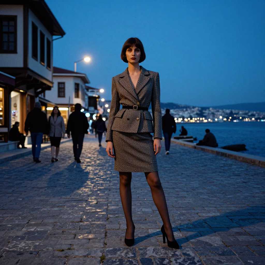 Street Photography at The Last Blue Light Of Evening in Izmir in in Izmir, Turkey
