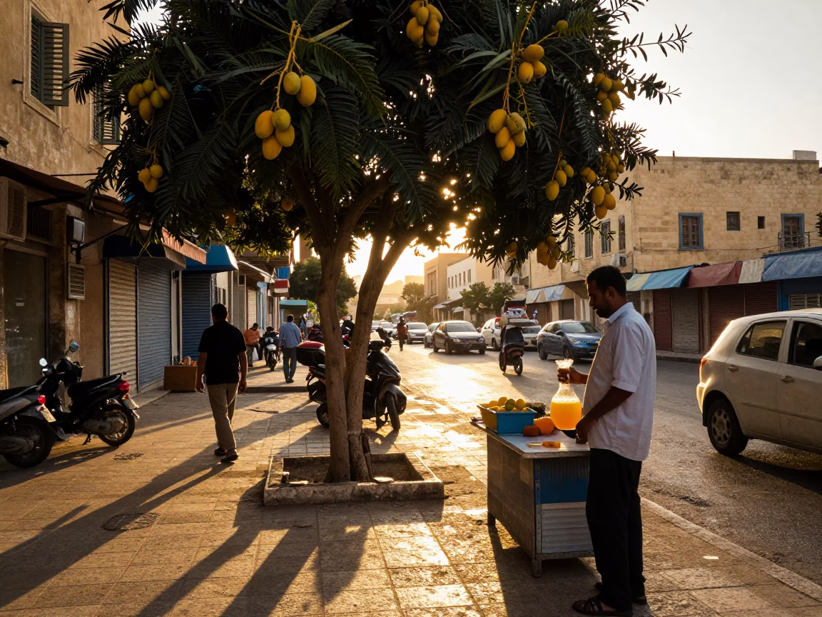 Street Photography in Alexandria at Sunset Light in in Alexandria, Egypt