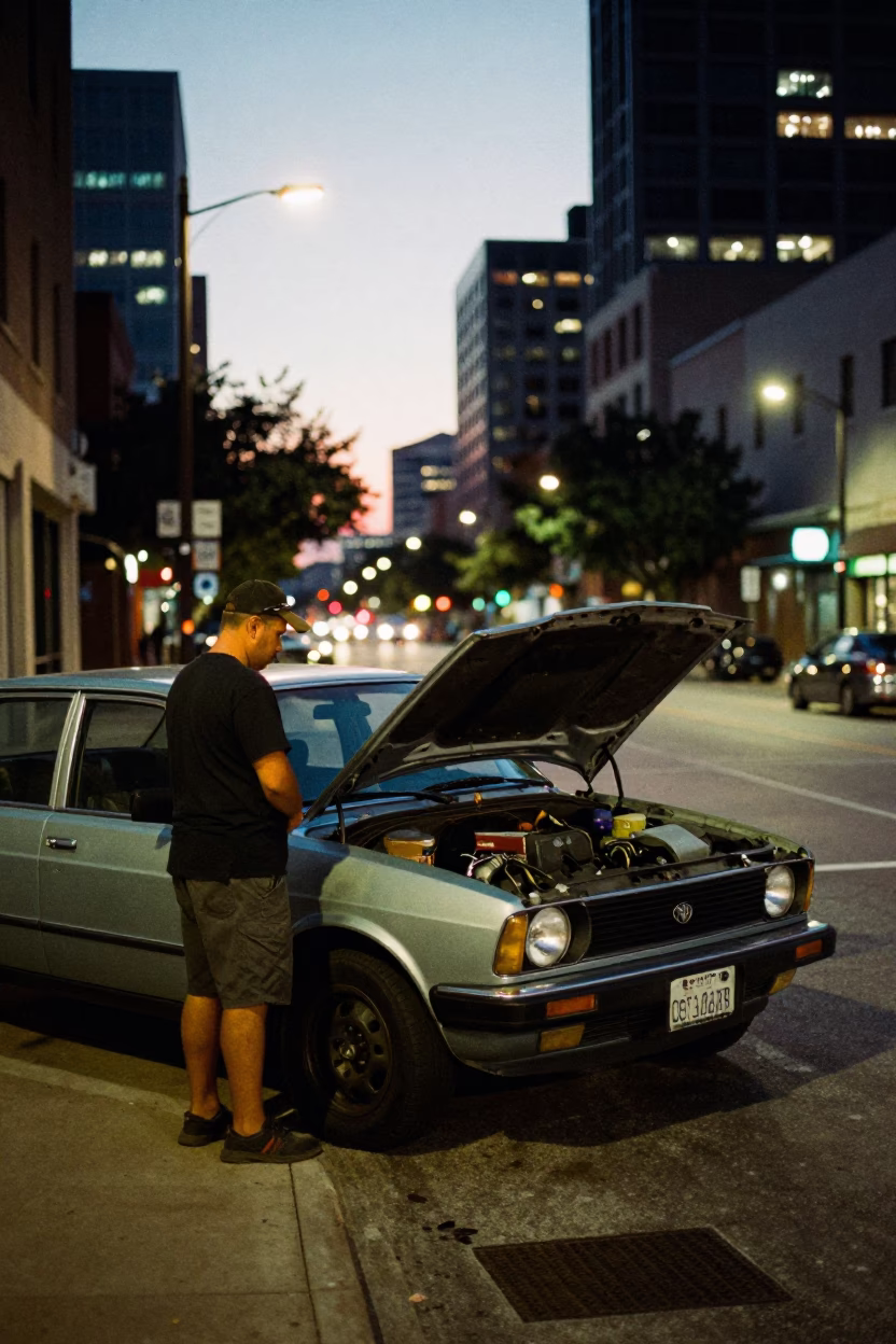 Street Photography in Austin at As City Lights Begin To Glow in in Austin, Texas, United States
