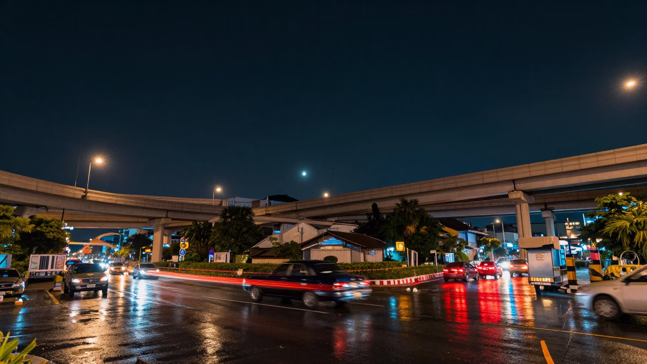 Street Photography in Bangkok at The Deepest Night Sky Light in in Bangkok, Thailand