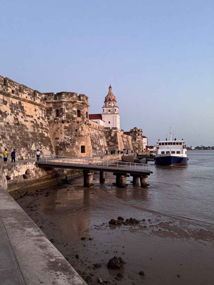Street Photography in Cartagena at First Light Of Dawn in in Cartagena, Colombia