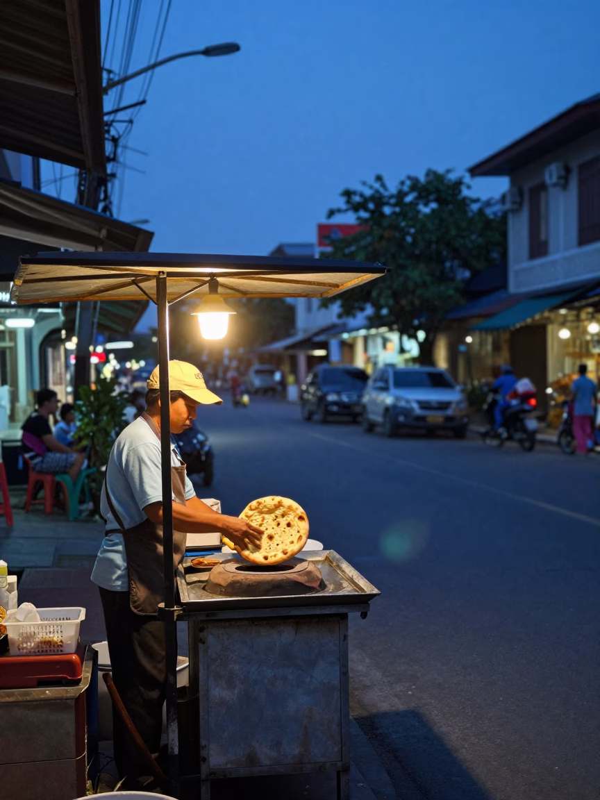 Street Photography in Chiang Mai at Blue Hour in in Chiang Mai, Thailand