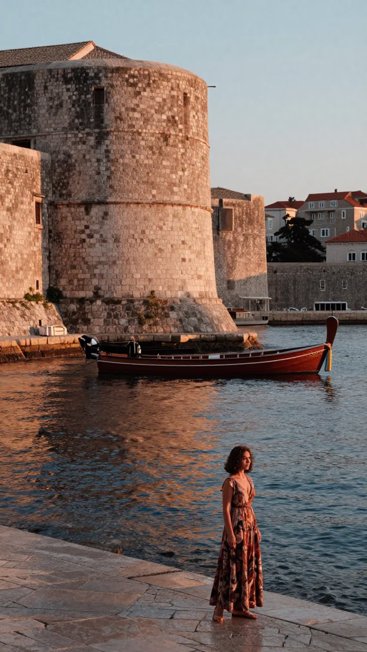 Street Photography in Dubrovnik at Nautical Dawn Light in in Dubrovnik, Croatia