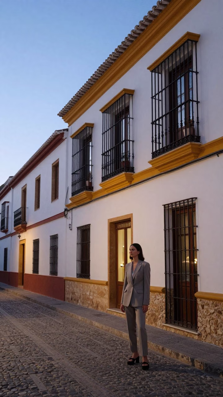 Street Photography in Granada at Nautical Dawn Light in in Granada, Spain