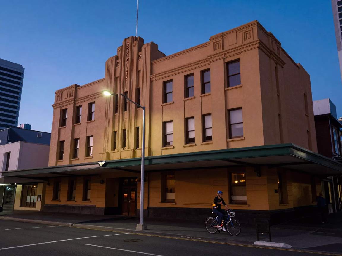 Street Photography in Hobart at Indigo Twilight After Sunset in in Hobart, Tasmania, Australia