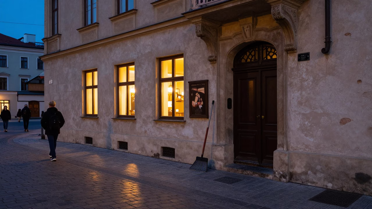 Street Photography in Krakow at Blue Hour in in Krakow, Poland