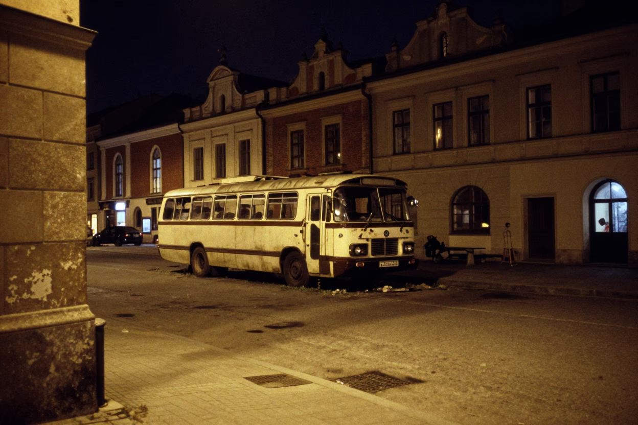 Street Photography in Krakow at Midnight Light in in Krakow, Poland