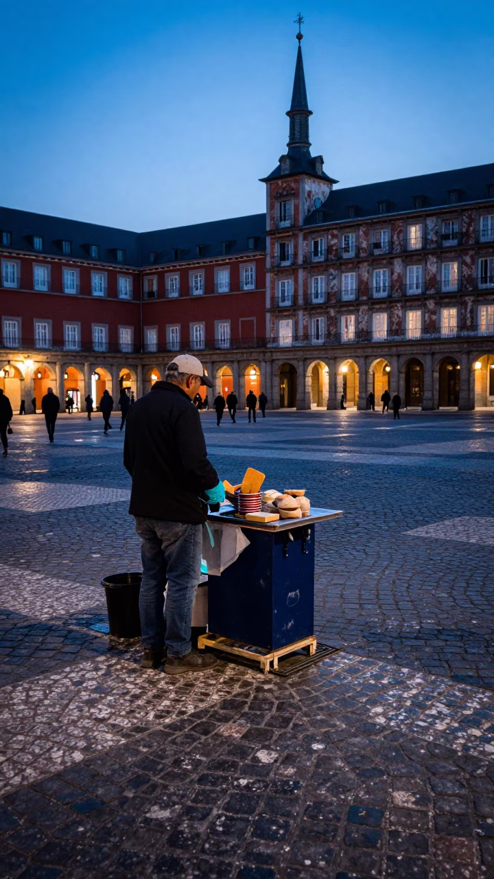 Street Photography in Madrid at Blue Hour in in Madrid, Spain