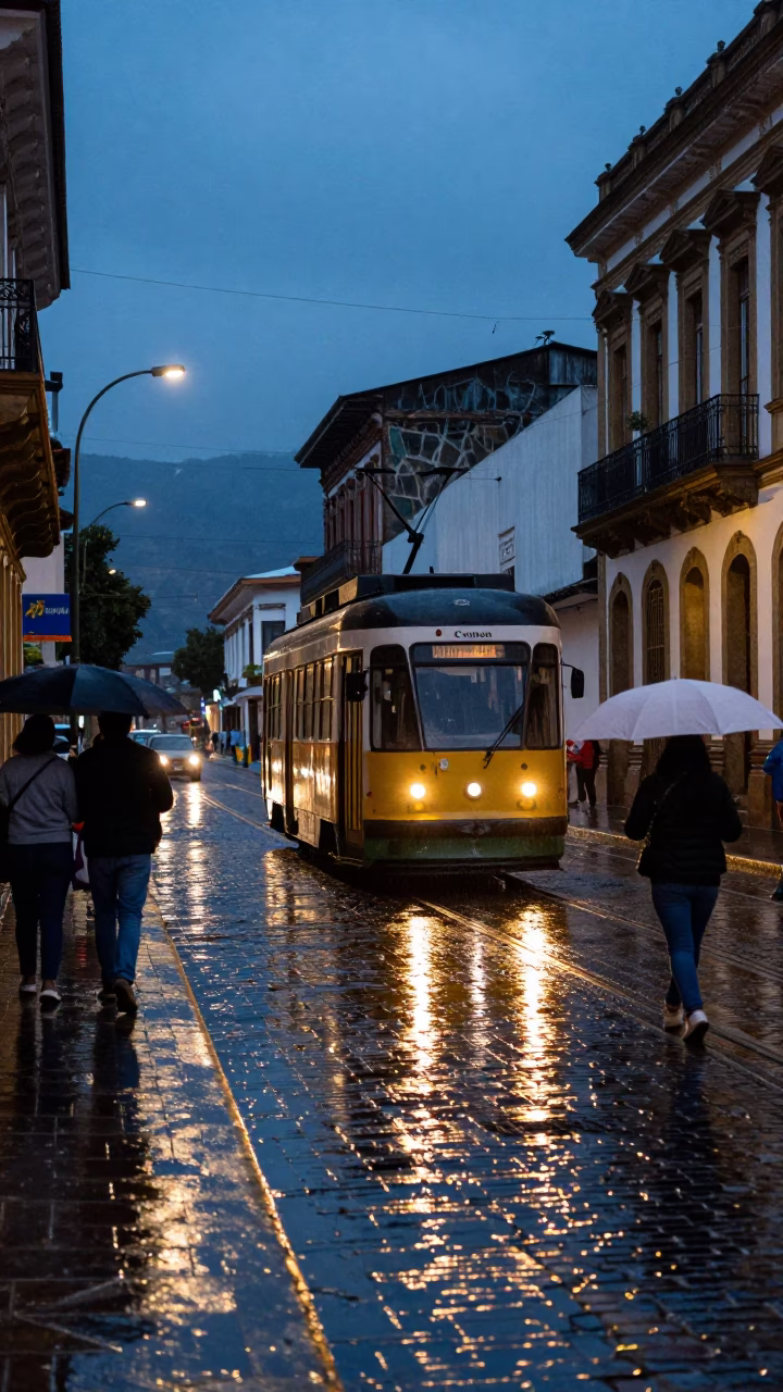 Street Photography in Medellin at Blue Hour in in Medellin, Colombia