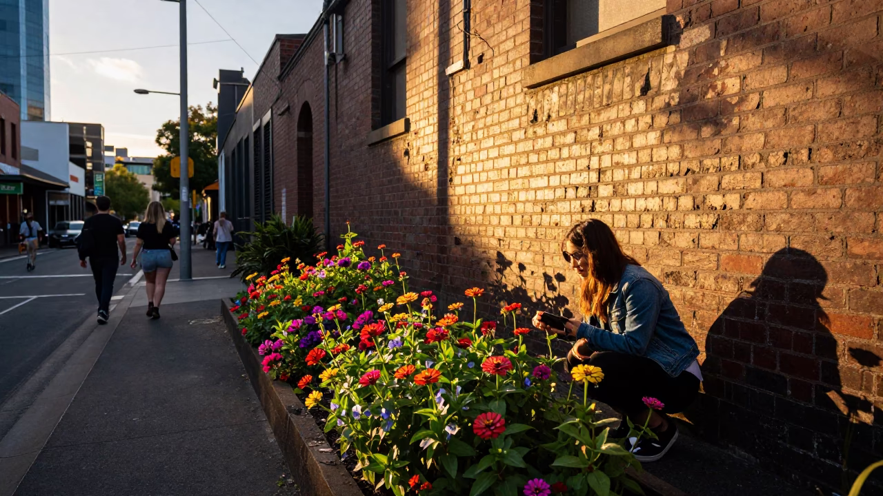 Street Photography in Melbourne at Sunset Light in in Melbourne, Victoria, Australia