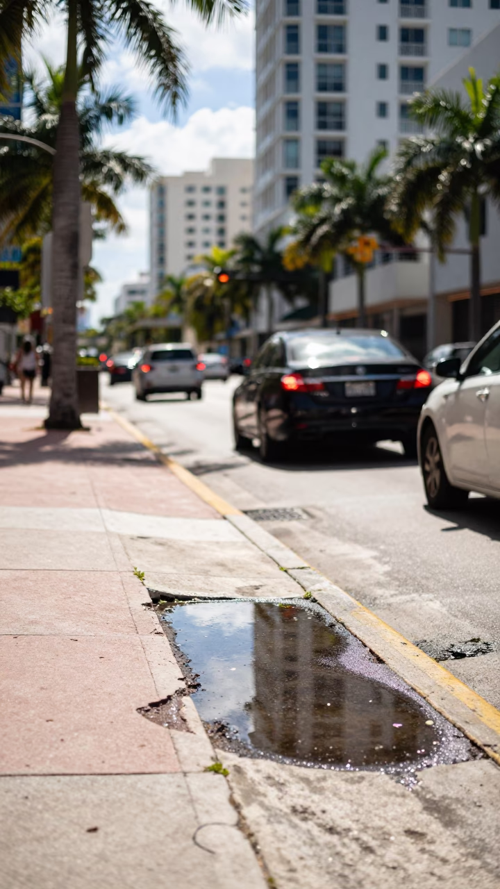 Street Photography in Miami at The Flat Glare Of Noon Light in in Miami, Florida, United States