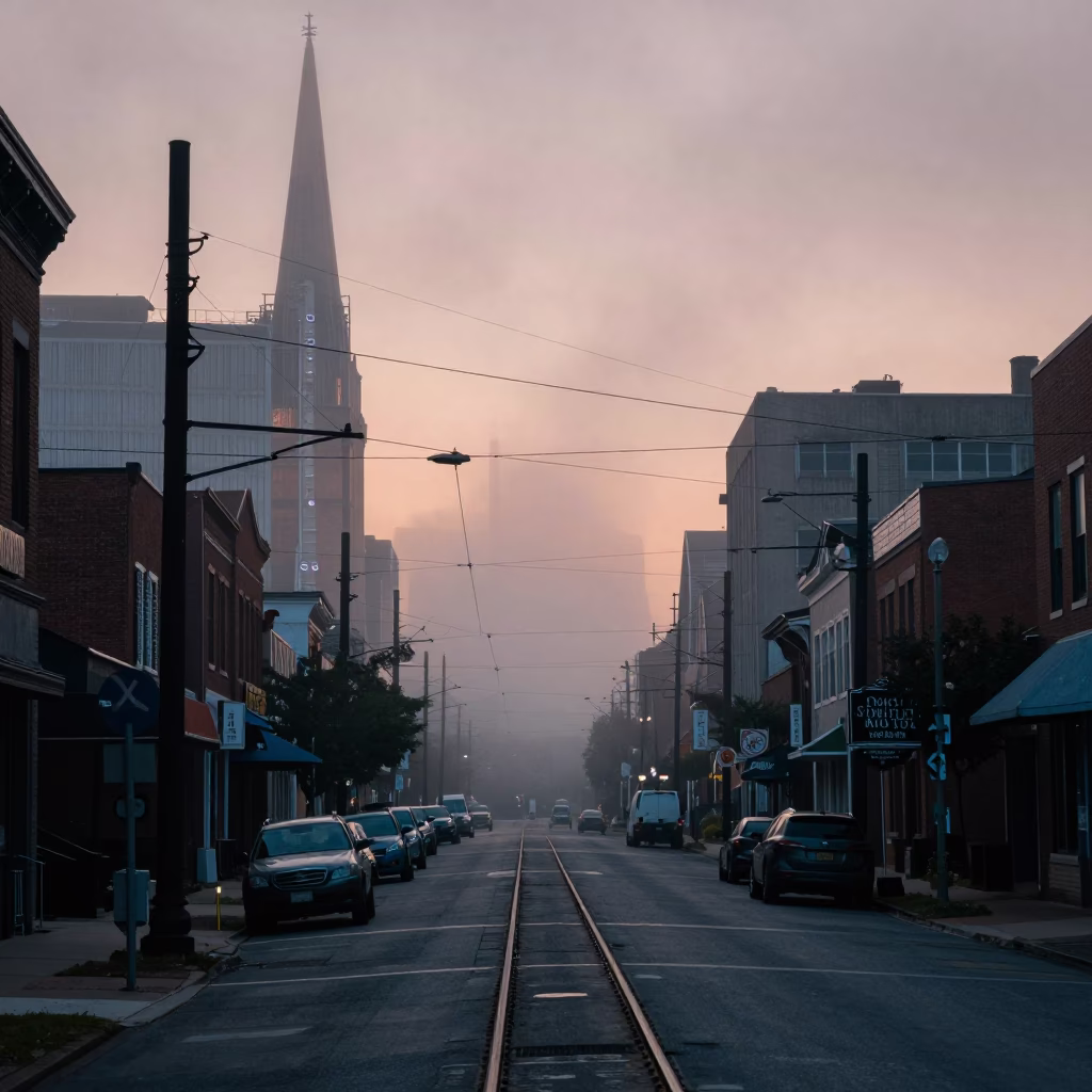 Street Photography in Nashville at The Still Hours Before Dawn Light in in Nashville, Tennessee, United States