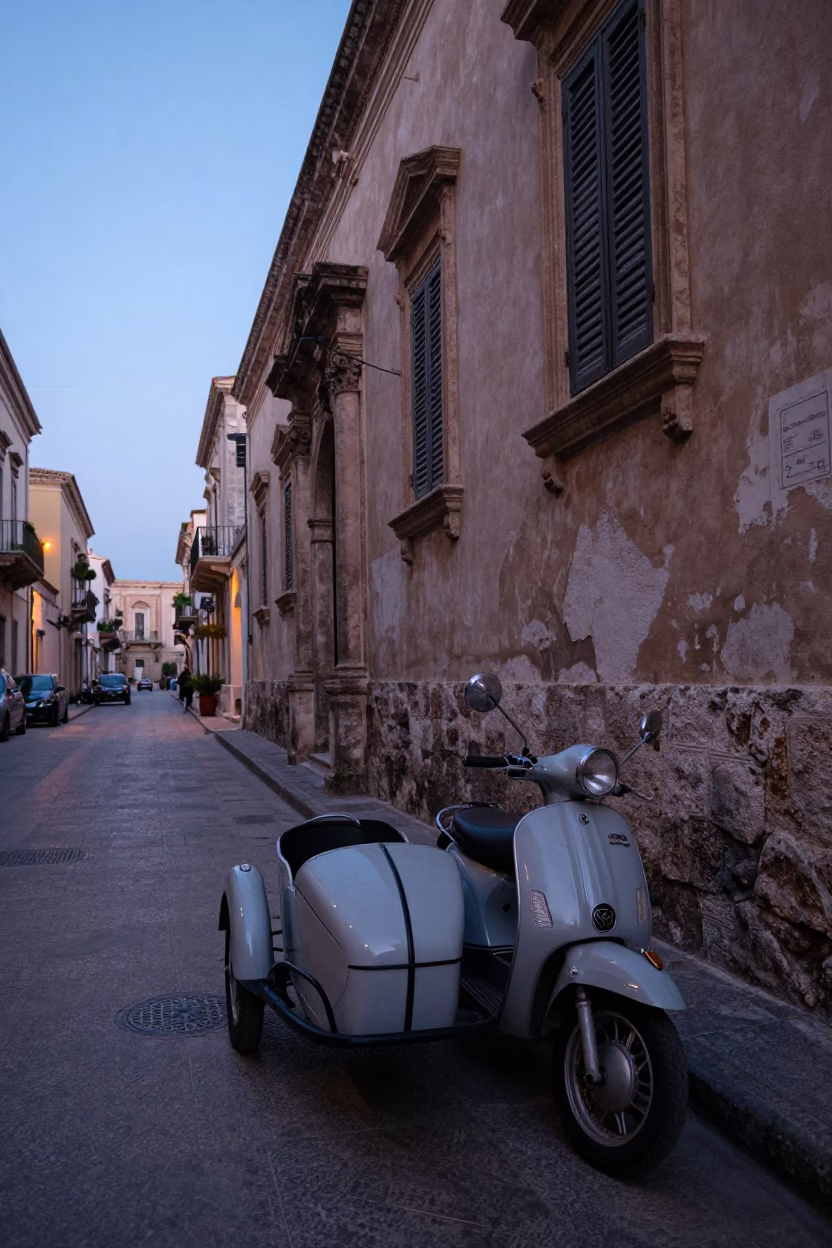 Street Photography in Palermo at First Light Of Dawn in in Palermo, Italy