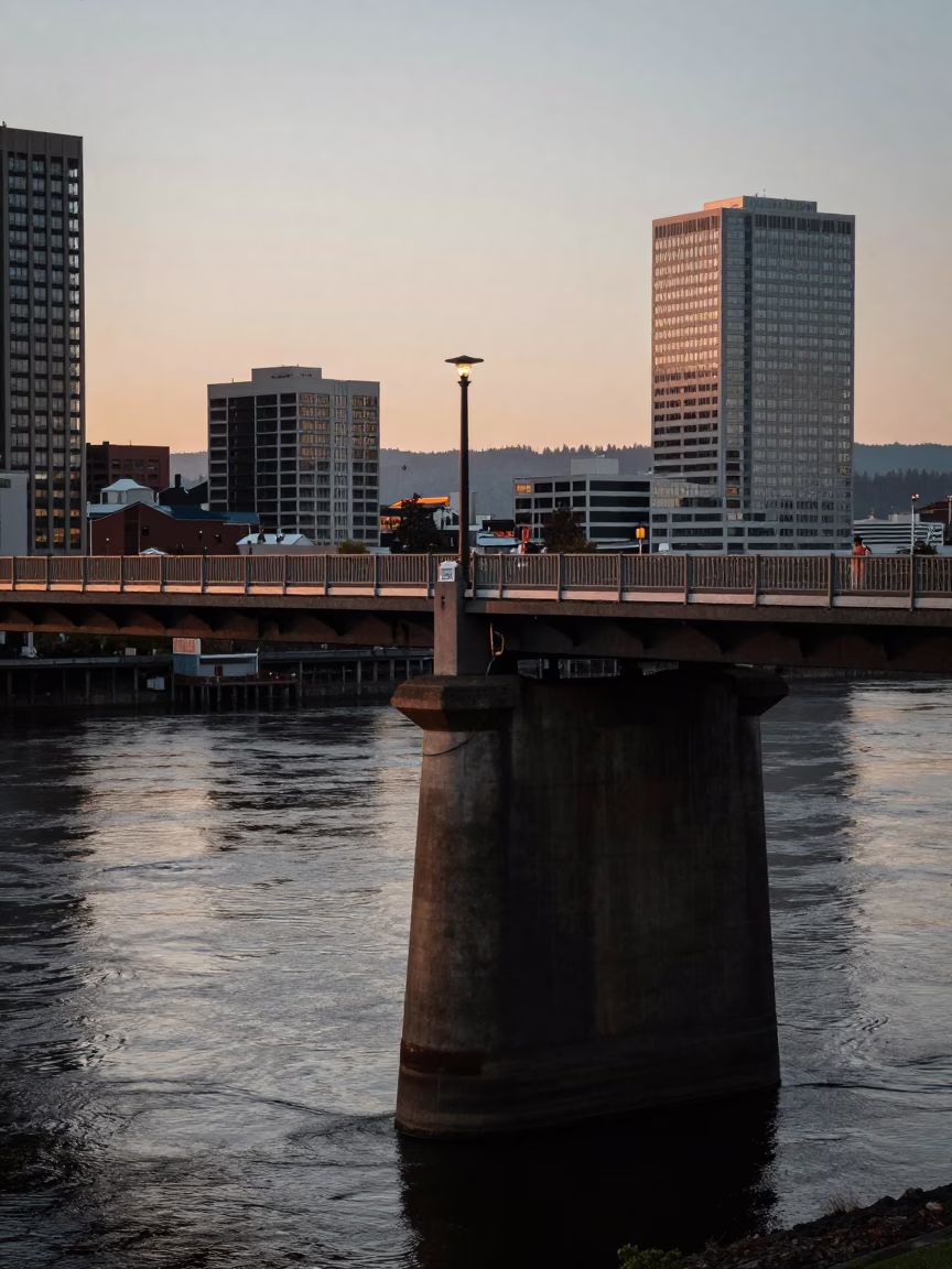 Street Photography in Portland at First Light Of Dawn in in Portland, Oregon, United States