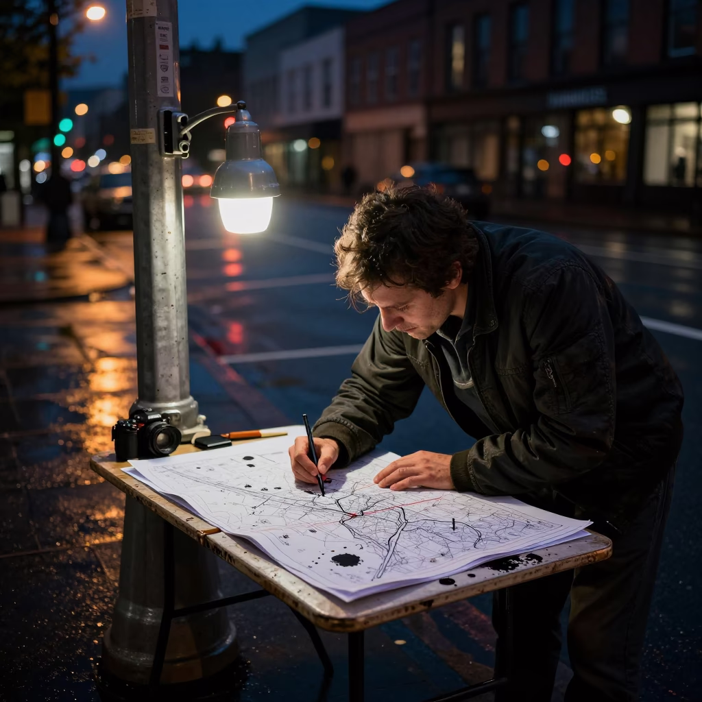 Street Photography in Portland at Midnight Light in in Portland, Oregon, United States