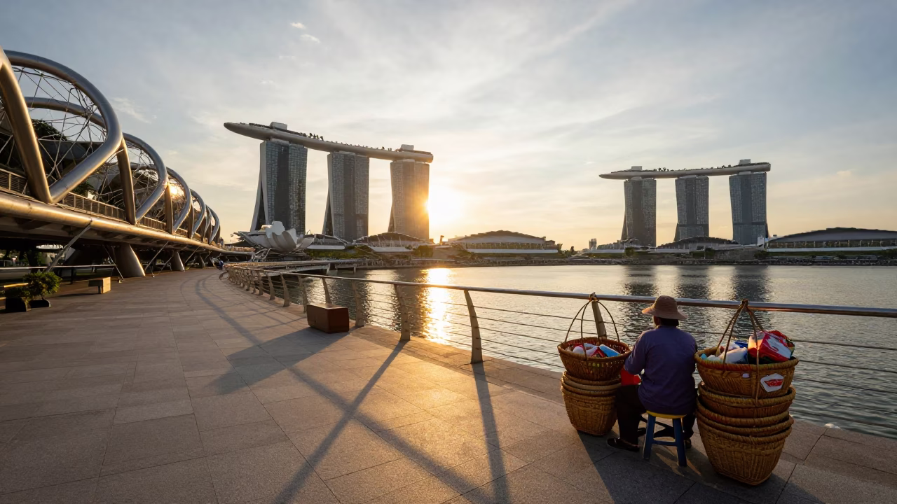 Street Photography in Singapore at Golden Hour in in Singapore, Singapore