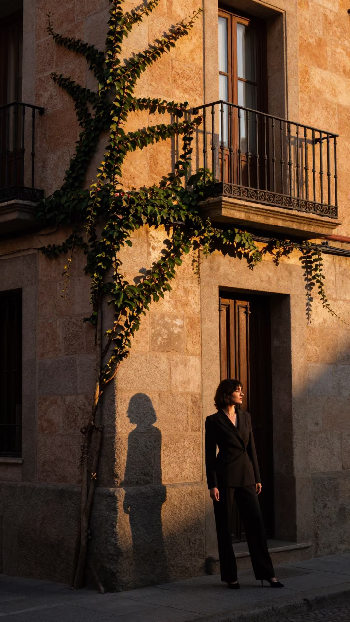 Street Portrait in Madrid at Sunset Light in in Madrid, Spain