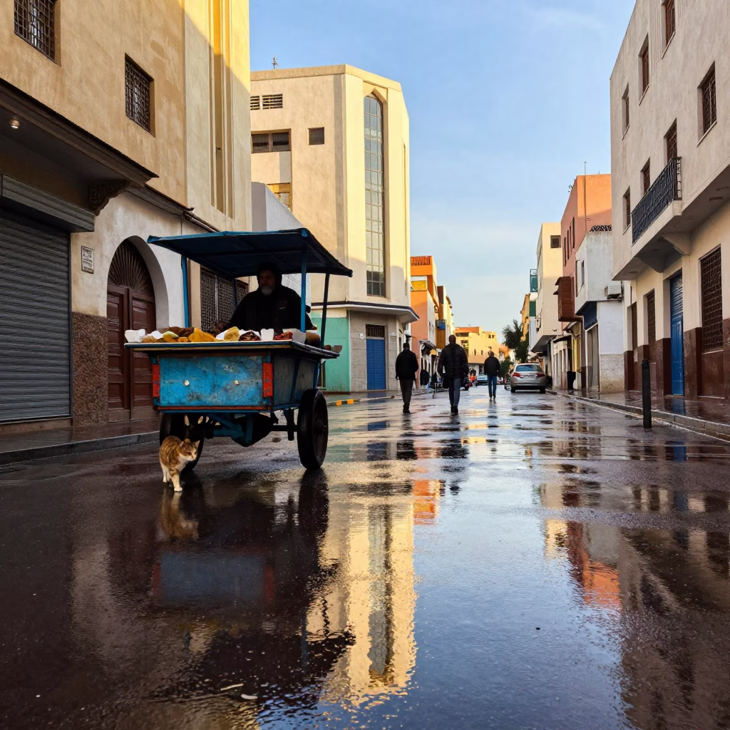Street Reflection in Casablanca in in Casablanca, Morocco