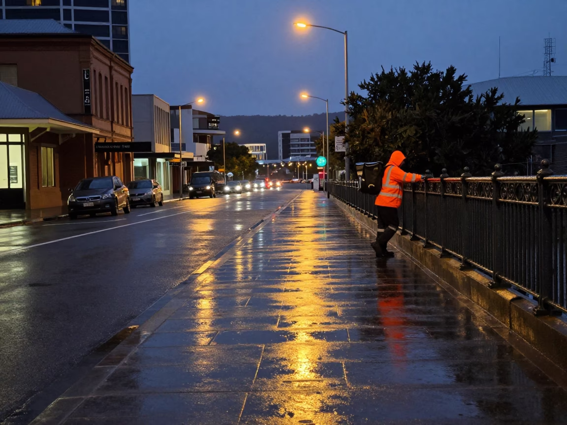 Street Reflection in Hobart in in Hobart, Tasmania, Australia