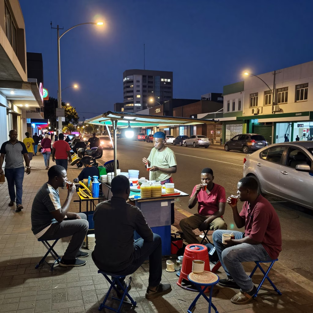 Street Scene after dark in Durban in in Durban, South Africa