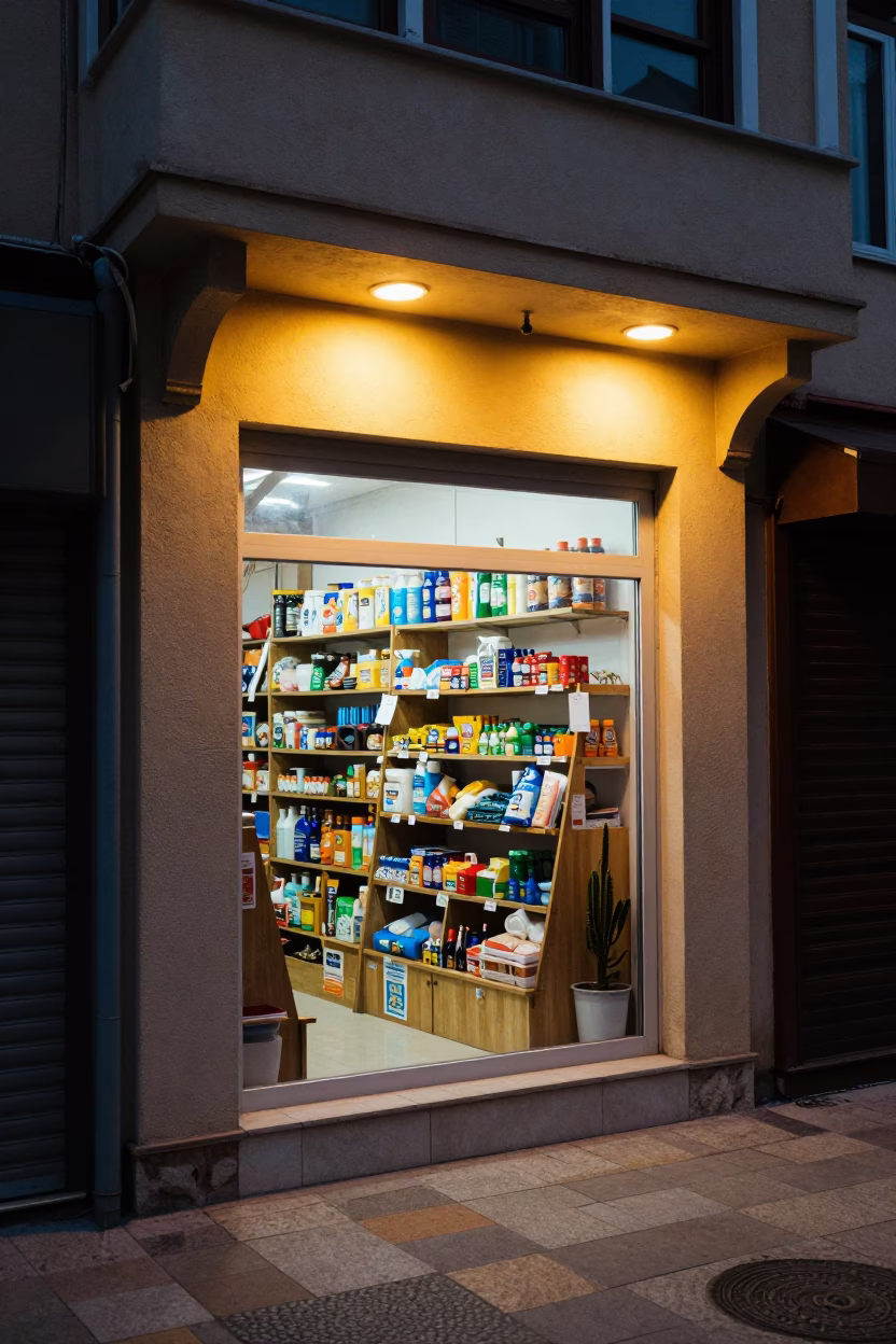 Street Scene after dark in Izmir in in Izmir, Turkey