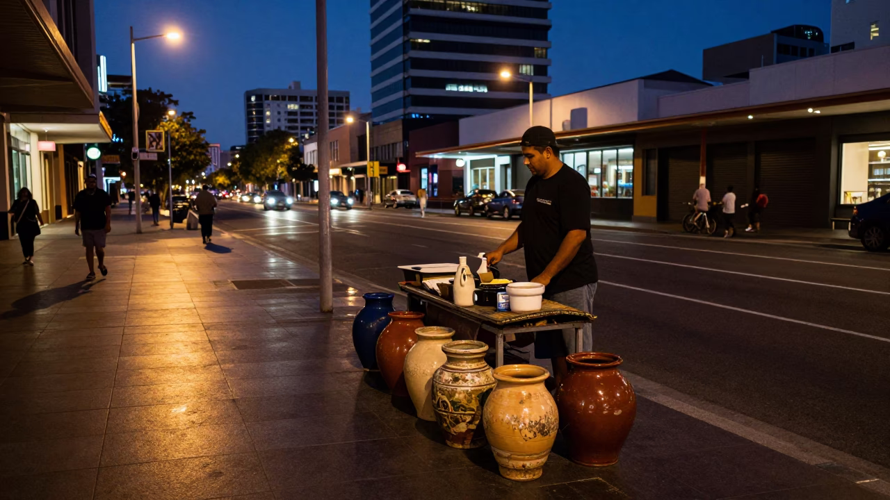 Street Scene after dark in Perth in in Perth, Western Australia, Australia