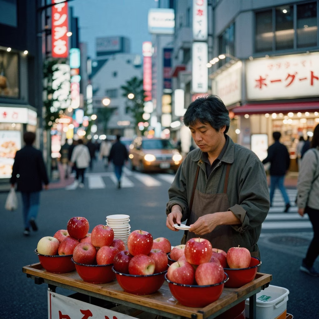 Street Scene after dark in Tokyo in in Tokyo, Japan