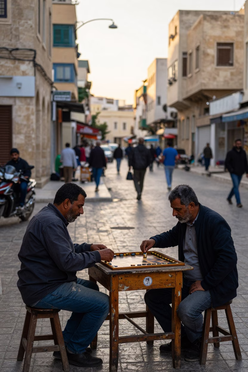 Street Scene at As First Light Reaches The Scene in Alexandria in in Alexandria, Egypt